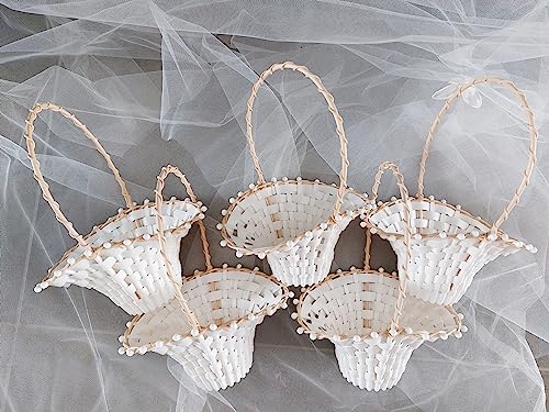 Streukörbchen 5 Stück Hochzeitskorb Biedermeierkorb Vintage Design Creme Weiß je ca. 22 x 17 cm Streukörbchen 5 Stück Hochzeitskorb Biedermeierkorb Vintage Design Creme Weiß je ca. 22 x 17 cm von meytrade