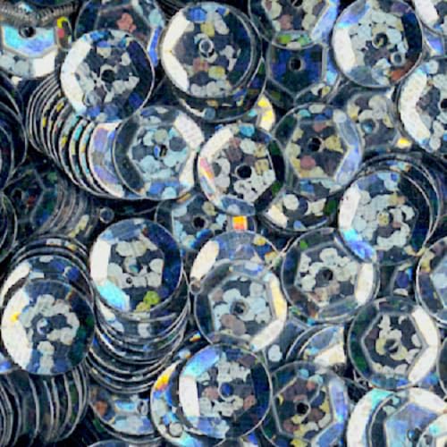1400 Stück / 15g Pailletten · 6 mm Durchmesser · rund und gewölbt · mit Loch · zum Aufnähen auf Textilien oder Verzieren von Styroporobjekten, Farbe: anthrazit hologramm von miamiXa