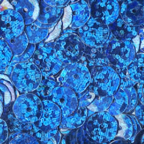 1400 Stück / 15g Pailletten · 6 mm Durchmesser · rund und gewölbt · mit Loch · zum Aufnähen auf Textilien oder Verzieren von Styroporobjekten, Farbe: blau hologramm von miamiXa
