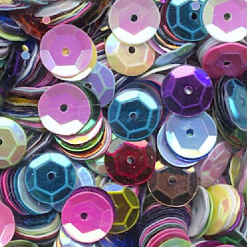 1400 Stück / 15g Pailletten · 6 mm Durchmesser · rund und gewölbt · mit Loch · zum Aufnähen auf Textilien oder Verzieren von Styroporobjekten, Farbe: bunt sortiert von miamiXa