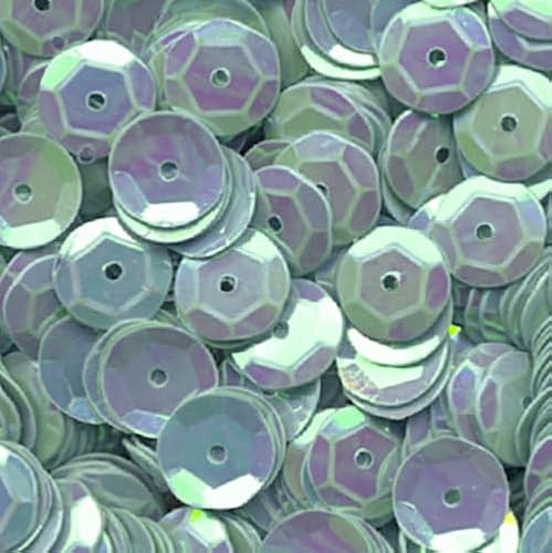 1400 Stück / 15g Pailletten · 6 mm Durchmesser · rund und gewölbt · mit Loch · zum Aufnähen auf Textilien oder Verzieren von Styroporobjekten, Farbe: eisblau irisierend von miamiXa