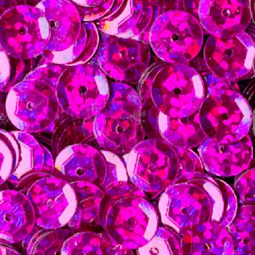 1400 Stück / 15g Pailletten · 6 mm Durchmesser · rund und gewölbt · mit Loch · zum Aufnähen auf Textilien oder Verzieren von Styroporobjekten, Farbe: fuchsia hologramm von miamiXa