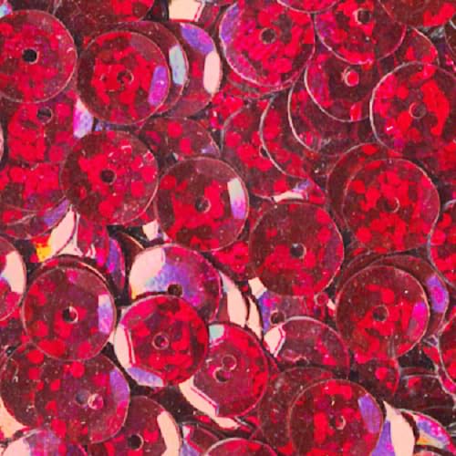 7000 Stück / 75g Pailletten · 6 mm Durchmesser · rund und gewölbt · mit Loch · zum Aufnähen auf Textilien oder Verzieren von Styroporobjekten, Farbe: rot hologramm von miamiXa