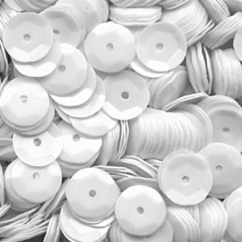 7000 Stück / 75g Pailletten · 6 mm Durchmesser · rund und gewölbt · mit Loch · zum Aufnähen auf Textilien oder Verzieren von Styroporobjekten, Farbe: weiß von miamiXa