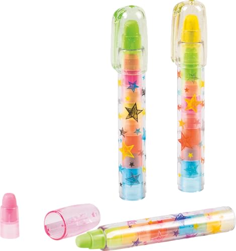 Radiergummi-Sets für Kinder und verspielte Erwachsene · Radierer · Schulbedarf · Schreibwaren · Gastgeschenk · lustig · bunt · Blumen · Tiere (3 Stück Steckstift neonfarben 115 x 22 x 18 mm) von miamiXa
