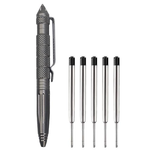 Tactical Pen, Taktischer Kugelschreiber mit 5 Tinten Nachfüllungen, Taktischer Stift mit Glasbrecher Tool Emergent Tool von miaomiao