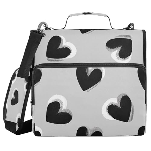 3,8 cm 3 Ringe Reißverschluss Ordner Organizer mit Schultergurt schwarze Herzen graues Muster Laege Kapazität für Schule/Büro Clip de cremallera escolar 3,8 cm 3 Ringe Reißverschluss Ordner Organizer mit Schultergurt schwarze Herzen graues Muster Laege Kapazität für Schule/Büro Clip de cremallera escolar von miaozhen