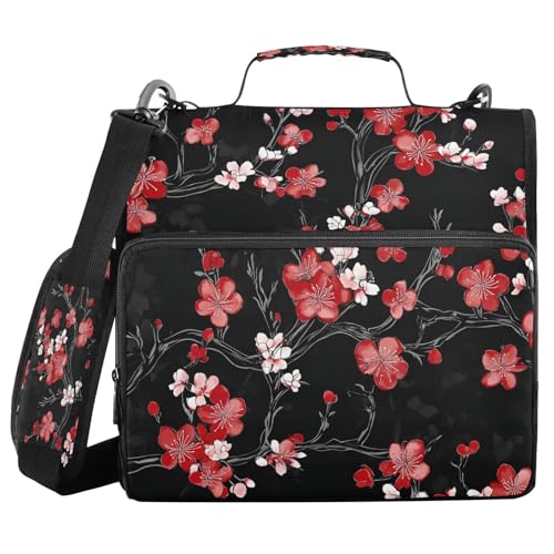 3,8 cm 3 Ringe Reißverschluss Ordner mit Griff Schwarz und Rot Japanische Kirschblüten Mehrere Taschen für Schule Paquete de gestión de documentos 3,8 cm 3 Ringe Reißverschluss Ordner mit Griff Schwarz und Rot Japanische Kirschblüten Mehrere Taschen für Schule Paquete de gestión de documentos von miaozhen
