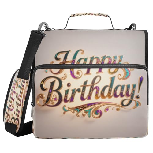 3,8 cm 3 Ringe Reißverschluss Ordner mit Gurt Happy Birthday Gold Bunt Leicht zu tragen Geeignet für Mittelschule Cartera Portátil 3,8 cm 3 Ringe Reißverschluss Ordner mit Gurt Happy Birthday Gold Bunt Leicht zu tragen Geeignet für Mittelschule Cartera Portátil von miaozhen