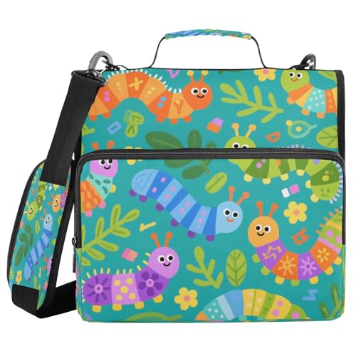 3,8 cm Dokumentenmappe mit 3 Ringen und Gurt, bunte Raupen und Blätter, mehrere Taschen, für Schule und Büro, Cremallera de Carpeta 3,8 cm Dokumentenmappe mit 3 Ringen und Gurt, bunte Raupen und Blätter, mehrere Taschen, für Schule und Büro, Cremallera de Carpeta von miaozhen