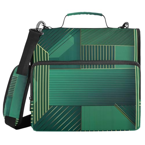 3,8 cm Ringbuch-Organizer mit Riemen, geometrisch, ausdrucksstark, metallisch, grün, gold, inklusive Reißverschlusstasche für Schule und Büro, Carpeta de Cremallera 3,8 cm Ringbuch-Organizer mit Riemen, geometrisch, ausdrucksstark, metallisch, grün, gold, inklusive Reißverschlusstasche für Schule und Büro, Carpeta de Cremallera von miaozhen