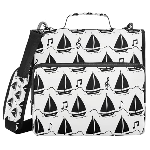 3,8 cm Ringbuch-Organizer mit Schultergurt, Schwarz/Weiß, Notizen, Segelboot, mehrere Taschen für Büro, Schule, Carpeta con cremallera 3,8 cm Ringbuch-Organizer mit Schultergurt, Schwarz/Weiß, Notizen, Segelboot, mehrere Taschen für Büro, Schule, Carpeta con cremallera von miaozhen