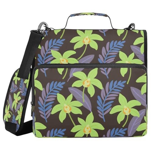 3,8 cm Ringbuch mit 3 Ringen, extra Taschen, mit Schultergurt, fluoreszierend, grüne Orchidee, Blumen und Blätter, mehrere Taschen, geeignet für Mittelschule, Gestor de documentos 3,8 cm Ringbuch mit 3 Ringen, extra Taschen, mit Schultergurt, fluoreszierend, grüne Orchidee, Blumen und Blätter, mehrere Taschen, geeignet für Mittelschule, Gestor de documentos von miaozhen