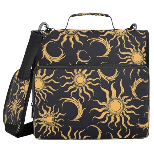 3,8 cm Ringbuch mit 3 Ringen, mit extra Taschen, mit Griff, Kunst, Sonne, Mond, Gold, Schwarz, Multi-Tasche für Mittelschule, Bolsa de Cremallera 3,8 cm Ringbuch mit 3 Ringen, mit extra Taschen, mit Griff, Kunst, Sonne, Mond, Gold, Schwarz, Multi-Tasche für Mittelschule, Bolsa de Cremallera von miaozhen