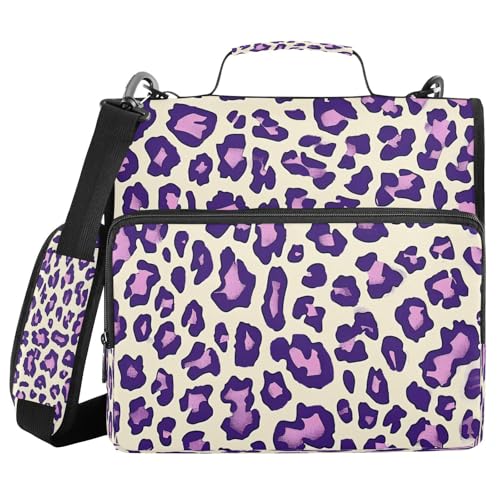 3,8 cm Ringbuch mit 3 Ringen und extra Taschen mit Griff und abnehmbarem Schultergurt, Leopardenmuster, Lila, mehrere Taschen für Mittelschule, Carpeta con cremallera 3,8 cm Ringbuch mit 3 Ringen und extra Taschen mit Griff und abnehmbarem Schultergurt, Leopardenmuster, Lila, mehrere Taschen für Mittelschule, Carpeta con cremallera von miaozhen