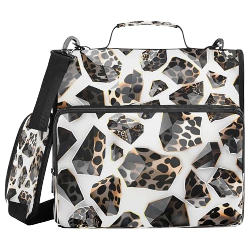 3,8 cm Ringbuch mit 3 Ringen und extra Taschen mit Schultergurt, Tier-Punkte, Schiefer-Kristallmuster, Gepard, mehrere Taschen für Mittelschüler, Cartera con cremallera 3,8 cm Ringbuch mit 3 Ringen und extra Taschen mit Schultergurt, Tier-Punkte, Schiefer-Kristallmuster, Gepard, mehrere Taschen für Mittelschüler, Cartera con cremallera von miaozhen