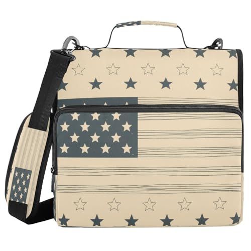 3,8 cm Ringbuch mit 3 Ringen und extra Taschen mit Schultergurt, amerikanische Flagge, Grau / Beige, leicht zu tragen, für Mittelschüler, Paquete de gestión de documentos 3,8 cm Ringbuch mit 3 Ringen und extra Taschen mit Schultergurt, amerikanische Flagge, Grau / Beige, leicht zu tragen, für Mittelschüler, Paquete de gestión de documentos von miaozhen