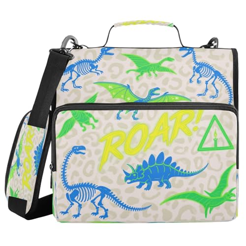 3,8 cm Ringbuch mit Reißverschluss und Schultergurt und Griff, brüllender Dino, fluoreszierend, blau, grün, Camouflage, mehrere Taschen, für Büro, Schule, Clip de Cremallera 3,8 cm Ringbuch mit Reißverschluss und Schultergurt und Griff, brüllender Dino, fluoreszierend, blau, grün, Camouflage, mehrere Taschen, für Büro, Schule, Clip de Cremallera von miaozhen