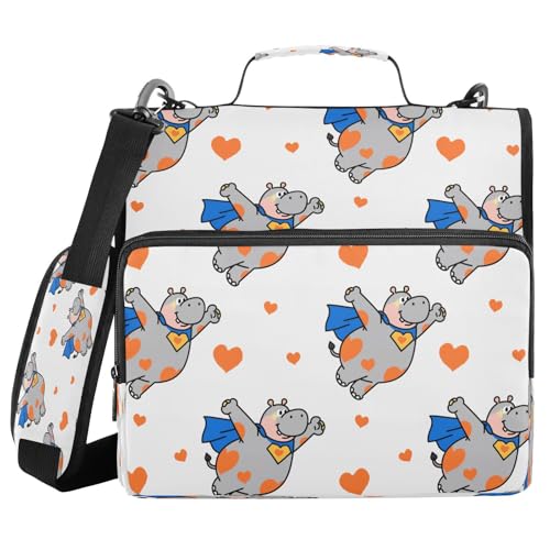 3,8 cm Ringordner Organizer mit Schultergurt Nilpferd lustiges Tier fliegend weißes Herz orange inklusive Reißverschlusstasche für Mittelschüler Cartera portátil 3,8 cm Ringordner Organizer mit Schultergurt Nilpferd lustiges Tier fliegend weißes Herz orange inklusive Reißverschlusstasche für Mittelschüler Cartera portátil von miaozhen