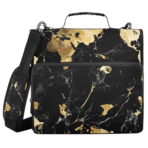 3,8 cm Ringordner mit Griff in Schwarz / Gold, unregelmäßige Marmor, mehrere Taschen für Schule/Büro, Carpeta de Cremallera 3,8 cm Ringordner mit Griff in Schwarz / Gold, unregelmäßige Marmor, mehrere Taschen für Schule/Büro, Carpeta de Cremallera von miaozhen