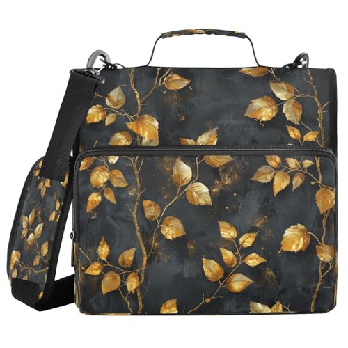 3,8 cm Schulordner mit 3 Ringen, Organizer mit Griff, Waschmalerei, Efeu, Gold, inklusive Reißverschlusstasche für Büro, Schule, Organizadores de Carteras 3,8 cm Schulordner mit 3 Ringen, Organizer mit Griff, Waschmalerei, Efeu, Gold, inklusive Reißverschlusstasche für Büro, Schule, Organizadores de Carteras von miaozhen