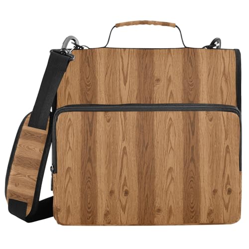 3-Ringbuch mit 3 Ringen, 3,8 cm, mit extra Taschen, mit Schultergurt, gestreift, braun, Holzstruktur, Vintage, mehrere Taschen, für Schule, Cartera Portátil 3-Ringbuch mit 3 Ringen, 3,8 cm, mit extra Taschen, mit Schultergurt, gestreift, braun, Holzstruktur, Vintage, mehrere Taschen, für Schule, Cartera Portátil von miaozhen