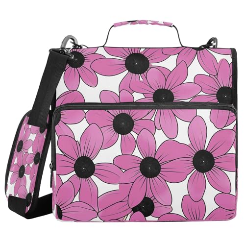 3 Ringe Organizer Ordner mit Schultergurt, Black-Eyed Susan Simple Line Art Valentinesnes Pfirsich inklusive Reißverschlusstasche für Mittelschule Carpeta con cremallera 3 Ringe Organizer Ordner mit Schultergurt, Black-Eyed Susan Simple Line Art Valentinesnes Pfirsich inklusive Reißverschlusstasche für Mittelschule Carpeta con cremallera von miaozhen