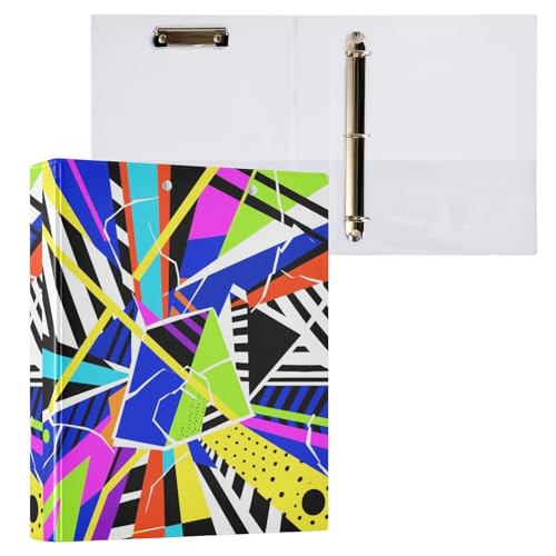 Abstrakte Kunst, geometisch, bunt, 3,5 cm Ordner, drei Ringe, Notizbuchordner mit Klemmbrett, 2 Stück, Büroordner, Zubehör, 200 Blatt Abstrakte Kunst, geometisch, bunt, 3,5 cm Ordner, drei Ringe, Notizbuchordner mit Klemmbrett, 2 Stück, Büroordner, Zubehör, 200 Blatt von miaozhen