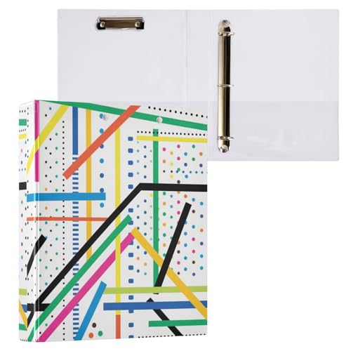 Abstrakte Kunstlinien, gepunktet, bunt, 3,8 cm, 3 Ringbücher mit Innentaschen, 2 Stück, Büro-Ordner, 200 Blatt Abstrakte Kunstlinien, gepunktet, bunt, 3,8 cm, 3 Ringbücher mit Innentaschen, 2 Stück, Büro-Ordner, 200 Blatt von miaozhen