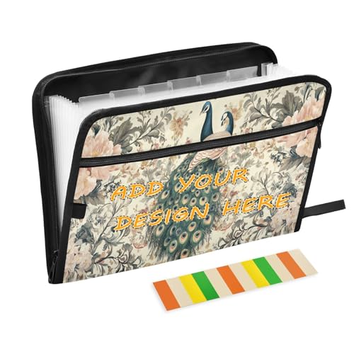 Akkordeon-Aktenordner, 13 Taschen, A4, Briefgröße, anpassbare Aktenhüllen mit Reißverschluss, für Business, viktorianischer Stil, Pfauenmuster, Pastellfarben, Vintage-Stil Akkordeon-Aktenordner, 13 Taschen, A4, Briefgröße, anpassbare Aktenhüllen mit Reißverschluss, für Business, viktorianischer Stil, Pfauenmuster, Pastellfarben, Vintage-Stil von miaozhen