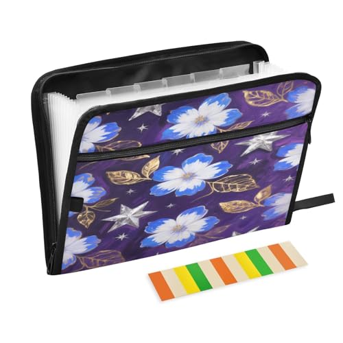Akkordeon-Aktenordner, 13 Taschen, A4, Briefgröße mit Reißverschluss, für Bürobedarf, Blau und Blumen, Para Guardar Documentos Akkordeon-Aktenordner, 13 Taschen, A4, Briefgröße mit Reißverschluss, für Bürobedarf, Blau und Blumen, Para Guardar Documentos von miaozhen