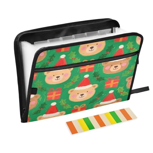Akkordeon-Aktenordner, 13 Taschen, A4, Briefgröße mit Reißverschluss, für Schule, Zuhause, Büro, Klassenzimmer, Merry Christmas, Braunbär-Organizer Akkordeon-Aktenordner, 13 Taschen, A4, Briefgröße mit Reißverschluss, für Schule, Zuhause, Büro, Klassenzimmer, Merry Christmas, Braunbär-Organizer von miaozhen