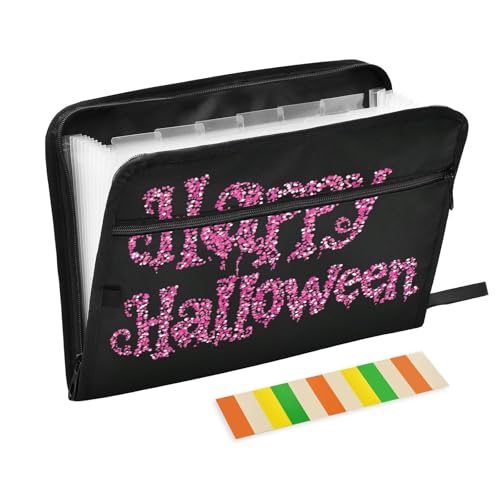 Akkordeon-Aktenordner, 13 Taschen, A4, Briefgröße mit Reißverschluss, zur Aufbewahrung von Dokumenten, Glitzer, Lila, Halloween-Teppiche Akkordeon-Aktenordner, 13 Taschen, A4, Briefgröße mit Reißverschluss, zur Aufbewahrung von Dokumenten, Glitzer, Lila, Halloween-Teppiche von miaozhen