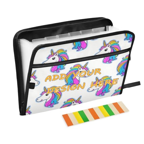Akkordeon-Aktenordner mit 13 Fächern, A4, Briefgröße, anpassbar, mit Reißverschluss, für Schule, Zuhause, Büro, Klassenzimmer, Cartoon, niedlicher weißer Regenbogen-Einhörner Akkordeon-Aktenordner mit 13 Fächern, A4, Briefgröße, anpassbar, mit Reißverschluss, für Schule, Zuhause, Büro, Klassenzimmer, Cartoon, niedlicher weißer Regenbogen-Einhörner von miaozhen