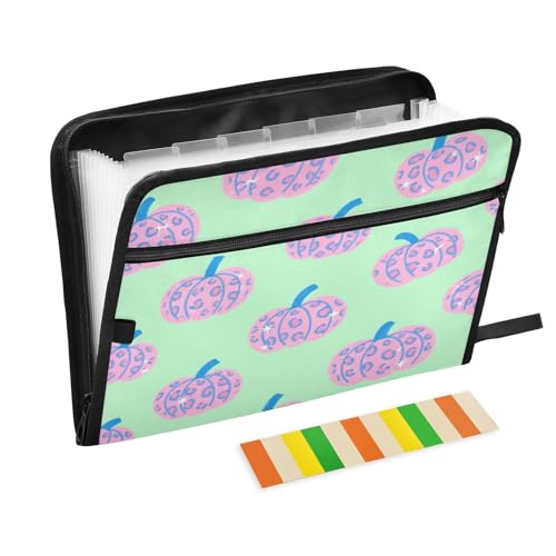 Aktenordner, 13 Taschen, A4, Briefgröße, mit Reißverschluss, für Büro, Schule, Leopardenmuster, Kürbisgrün, Carpeta de Aktenordner, 13 Taschen, A4, Briefgröße, mit Reißverschluss, für Büro, Schule, Leopardenmuster, Kürbisgrün, Carpeta de von miaozhen