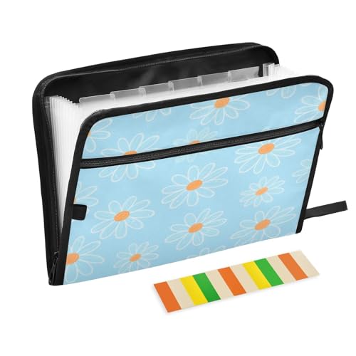 Aktenordner, 13 Taschen, A4, Briefgröße mit Reißverschluss, zur Aufbewahrung von Dokumenten, blaue Gänseblümchen, Teppiche Aktenordner, 13 Taschen, A4, Briefgröße mit Reißverschluss, zur Aufbewahrung von Dokumenten, blaue Gänseblümchen, Teppiche von miaozhen