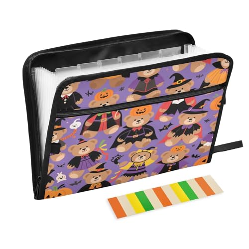 Aktenordner, 13 Taschen, A4, Briefgröße mit Reißverschluss für Dokumentenaufbewahrung, niedlicher Braunbär-Kürbis für Halloween, Para Guardar Aktenordner, 13 Taschen, A4, Briefgröße mit Reißverschluss für Dokumentenaufbewahrung, niedlicher Braunbär-Kürbis für Halloween, Para Guardar von miaozhen