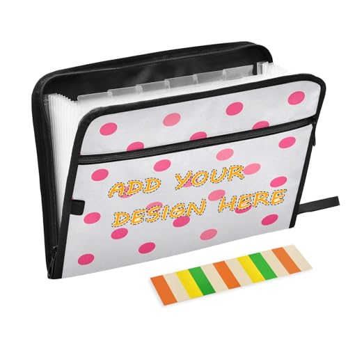 Aktenordner, Organizer, 13 Taschen, A4, Briefgröße, personalisierbarer Aktenhalter mit Reißverschluss, für Business, gepunktet, Pfirsichfarben Aktenordner, Organizer, 13 Taschen, A4, Briefgröße, personalisierbarer Aktenhalter mit Reißverschluss, für Business, gepunktet, Pfirsichfarben von miaozhen