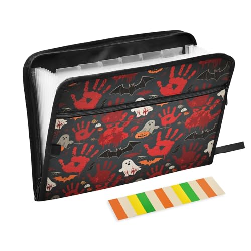 Aktenordner, Organizer, 13 Taschen, A4, Briefgröße mit Reißverschluss, für Bürobedarf, Halloween, Horror, rotes Blut, Handabdruck, Carpeta de Aktenordner, Organizer, 13 Taschen, A4, Briefgröße mit Reißverschluss, für Bürobedarf, Halloween, Horror, rotes Blut, Handabdruck, Carpeta de von miaozhen