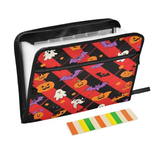 Aktenordner, Organizer, 13 Taschen, A4, Briefgröße mit Reißverschluss, für Dokumentenaufbewahrung, Halloween, roter Kürbis, Party-Organizer Aktenordner, Organizer, 13 Taschen, A4, Briefgröße mit Reißverschluss, für Dokumentenaufbewahrung, Halloween, roter Kürbis, Party-Organizer von miaozhen