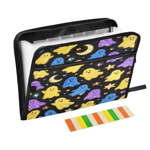 Aktenordner, Organizer, 13 Taschen, A4, Briefgröße mit Reißverschluss, für Papiere vor Weihnachten, bunte Geister Aktenordner, Organizer, 13 Taschen, A4, Briefgröße mit Reißverschluss, für Papiere vor Weihnachten, bunte Geister von miaozhen