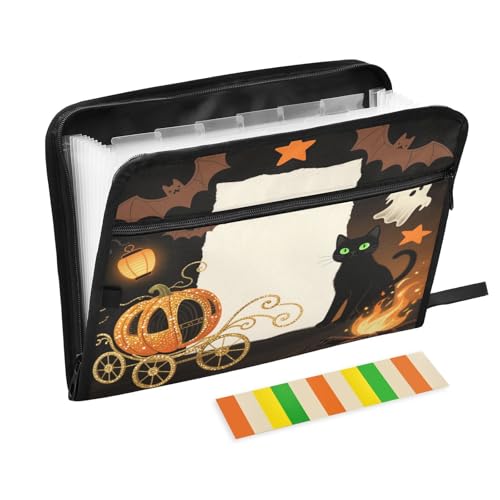 Aktenordner, Organizer, 13 Taschen, A4, Briefgröße mit Reißverschluss, für Schule, Zuhause, Büro, Klassenzimmer, Happy Halloween, verträumter Kürbis, Katze, Carpeta de Aktenordner, Organizer, 13 Taschen, A4, Briefgröße mit Reißverschluss, für Schule, Zuhause, Büro, Klassenzimmer, Happy Halloween, verträumter Kürbis, Katze, Carpeta de von miaozhen