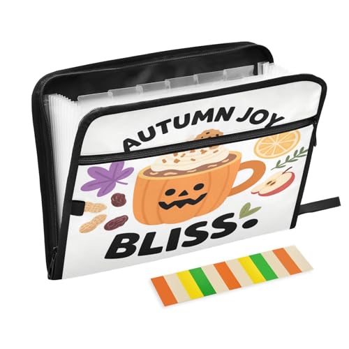 Aktenordner aus Papier, 13 Taschen, A4, Briefgröße mit Reißverschluss, für Klassenzimmer, Zuhause, Büro, Reisen, Hallo Herbst, Herbst, Kürbis, Getränke, Para Guardar Documentos Aktenordner aus Papier, 13 Taschen, A4, Briefgröße mit Reißverschluss, für Klassenzimmer, Zuhause, Büro, Reisen, Hallo Herbst, Herbst, Kürbis, Getränke, Para Guardar Documentos von miaozhen