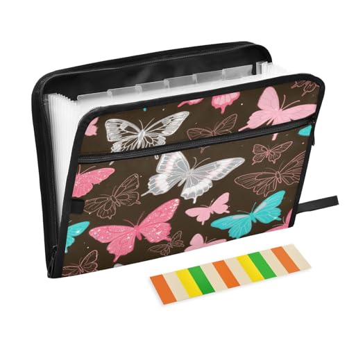 Aktenordner mit Reißverschluss, 13 Taschen, A4, Briefgröße mit Reißverschluss, für Papiere, künstliche Glitzer-Pailletten, Schleife, braune Teppiche Aktenordner mit Reißverschluss, 13 Taschen, A4, Briefgröße mit Reißverschluss, für Papiere, künstliche Glitzer-Pailletten, Schleife, braune Teppiche von miaozhen
