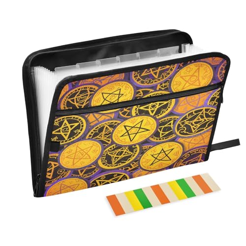 Aktenordner mit Taschen, 13 Taschen, A4, Briefgröße mit Reißverschluss, für Büro, Schule, Happy Halloween, Magic Badge Carpetas de Aktenordner mit Taschen, 13 Taschen, A4, Briefgröße mit Reißverschluss, für Büro, Schule, Happy Halloween, Magic Badge Carpetas de von miaozhen