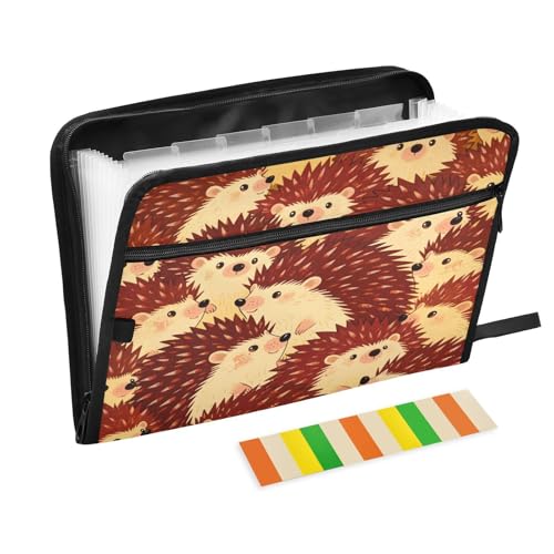 Aktenordner mit Taschen, 13 Taschen, A4, Briefgröße mit Reißverschluss, für Dokumentenaufbewahrung, niedlicher Cartoon-kleiner Igel, Teppiche Aktenordner mit Taschen, 13 Taschen, A4, Briefgröße mit Reißverschluss, für Dokumentenaufbewahrung, niedlicher Cartoon-kleiner Igel, Teppiche von miaozhen