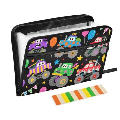 Aktenordner mit Taschen, 13 Taschen, A4, Briefgröße mit Reißverschluss, für Schule, Zuhause, Büro, Klassenzimmer, lustige LKW-Flagge, bunte Carpeta de Aktenordner mit Taschen, 13 Taschen, A4, Briefgröße mit Reißverschluss, für Schule, Zuhause, Büro, Klassenzimmer, lustige LKW-Flagge, bunte Carpeta de von miaozhen