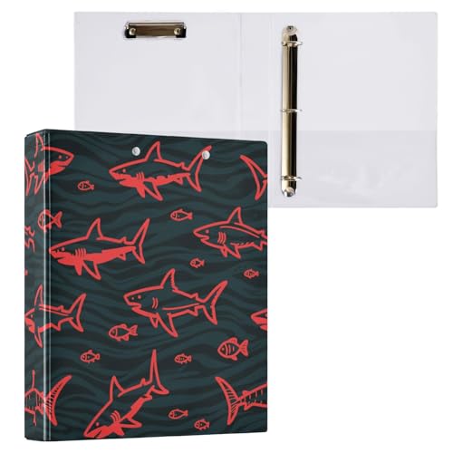 Angry Animal Shark Fish Red Black 3,8 cm Ordner D-Ringe Notizbuch Ordner mit Klemmbrett, 2 Stück, ästhetischer Ordner, 200 Blatt Angry Animal Shark Fish Red Black 3,8 cm Ordner D-Ringe Notizbuch Ordner mit Klemmbrett, 2 Stück, ästhetischer Ordner, 200 Blatt von miaozhen