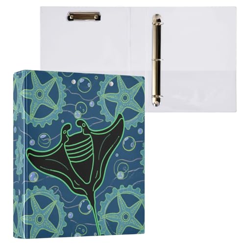 Animal Manta Ray Wheel Schwarz Blau 3,8 cm Ordner 3 Ringe Notizbuch Ordner mit Klemmbrett 2 Pack Ästhetischer Ordner 200 Blatt Animal Manta Ray Wheel Schwarz Blau 3,8 cm Ordner 3 Ringe Notizbuch Ordner mit Klemmbrett 2 Pack Ästhetischer Ordner 200 Blatt von miaozhen