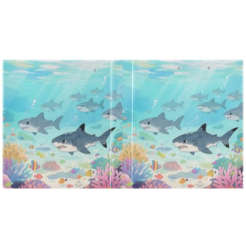 Animal Sharks Blue 3,5 cm Ordner mit drei Ringen, Notizbuch mit Klemmbrett, 1 Packung, Bürobedarf, 200 Blatt von miaozhen